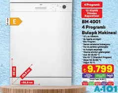 SEG BM 4001 4 PROGRAMLI BULAŞIK MAKİNESİ